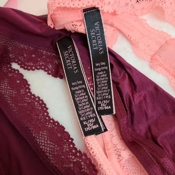 VS Very Sexy 2pk Silky Nylon Lace Strappy Thong Panties Size XL - Picture 5 of 6